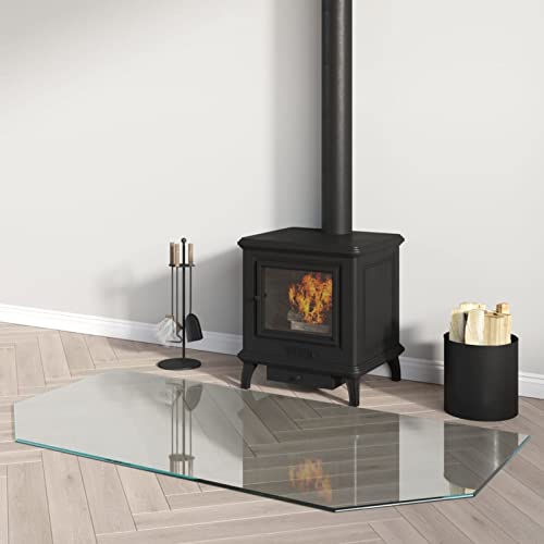 Homgoday Glasplatte für Kamin, sechseckig, 120 x 60 cm, feuerfeste Platte gegen Feuer, Schutzplatte aus Glas, hohe Temperaturbeständigkeit von Homgoday