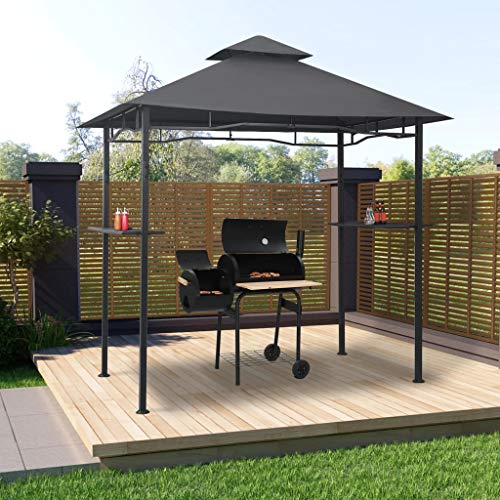 Homgoday Grillpavillon mit Doppeldach BBQ-Pavillon Grillzelt Grillüberdachung Grillunterstand Gartenpavillon Gartenzelt Partyzelt Feuerhemmend 240x150x255 cm Anthrazit Stahl Homgoday Grillpavillon mit Doppeldach BBQ-Pavillon Grillzelt Grillüberdachung Grillunterstand Gartenpavillon Gartenzelt Partyzelt Feuerhemmend 240x150x255 cm Anthrazit Stahl von Homgoday