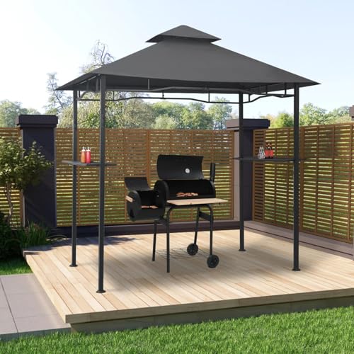 Homgoday BBQ-Pavillon 240x150x255 cm Anthrazit Stahl Rasen, Garten Model48602 Homgoday BBQ-Pavillon 240x150x255 cm Anthrazit Stahl Rasen, Garten Model48602 von Homgoday