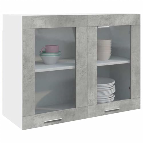 Homgoday Hängeschrank aus Glas, Betongrau, 80 x 31 x 60 cm, Aufbewahrungsschrank, Stehschrank, für Wohnzimmer, Esszimmer, Küche, moderner Stil Homgoday Hängeschrank aus Glas, Betongrau, 80 x 31 x 60 cm, Aufbewahrungsschrank, Stehschrank, für Wohnzimmer, Esszimmer, Küche, moderner Stil von Homgoday