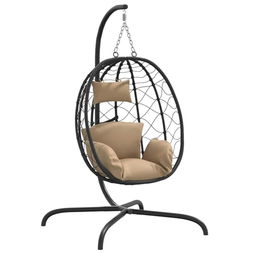 Homgoday Hängesessel Ei mit Kissen Taupe Poly Rattan & Stahl Eierstuhl Model360047 Homgoday Hängesessel Ei mit Kissen Taupe Poly Rattan & Stahl Eierstuhl Model360047 von Homgoday