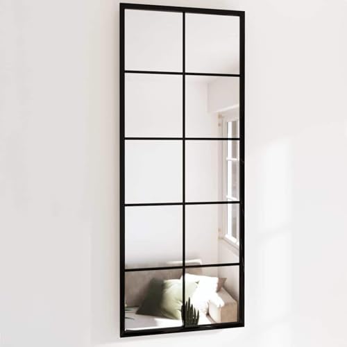 Homgoday Hängespiegel Wandspiegel Spiegel Flurspiegel Dekospiegel Schminkspiegel Wohnzimmer Wandmontage Badspiegel Spiegel für Bad Wohnzimmer Flur Schwarz 100x40 cm Metall von Homgoday
