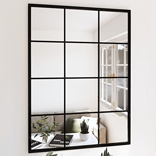 Homgoday Hängespiegel Wandspiegel Spiegel Flurspiegel Dekospiegel Schminkspiegel Wohnzimmer Wandmontage Badspiegel Spiegel für Bad Wohnzimmer Flur Schwarz 80x60 cm Metall von Homgoday