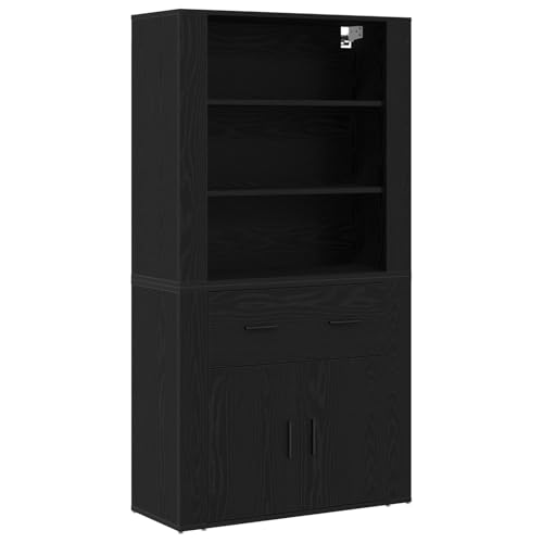 Homgoday Highboard Schwarze Eiche Holzwerkstoff Bettkopfteil Model3333080 von Homgoday