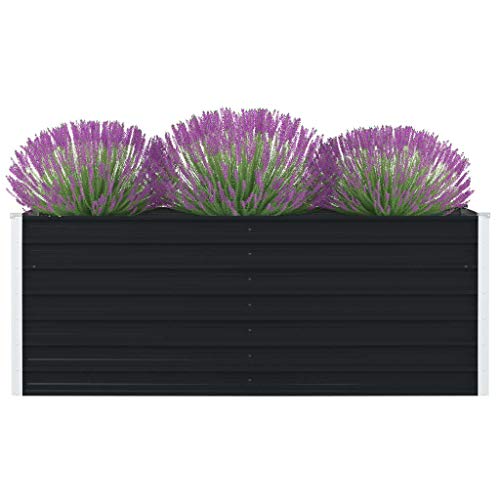 Homgoday Hochbeet Metall Hochbeet Pflanzenbeet Garten Hochbeet Gemüsebeet Pflanzbeet Gartenbeet Frühbeet Pflanzkasten Blumenkasten Blumenbeet Anthrazit Verzinkter Anthrazit 160 x 80 x 45 cm von Homgoday