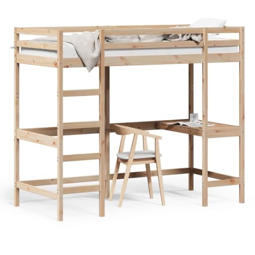 Homgoday Hochbett mit Schreibtisch, Bettgestell Etagenbett Stockbett Jugendhochbett, ohne Matratze 100x200 cm Massivholz Kiefer Homgoday Hochbett mit Schreibtisch, Bettgestell Etagenbett Stockbett Jugendhochbett, ohne Matratze 100x200 cm Massivholz Kiefer von Homgoday