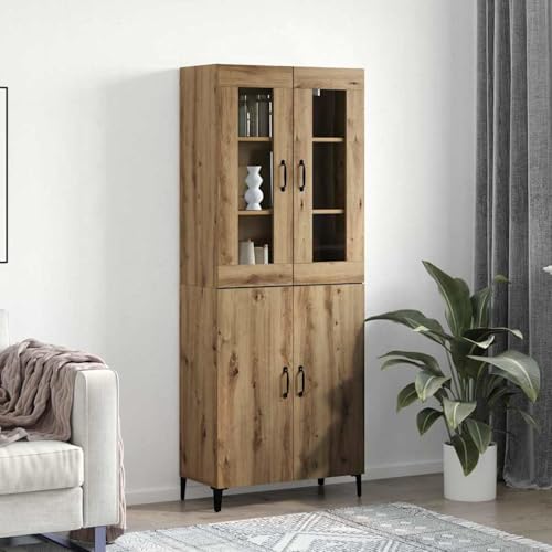 Homgoday Hochboard 2 pcs Eiche handwerklich 69,5 x 34 x 180 cm Highboard Model3394588 von Homgoday