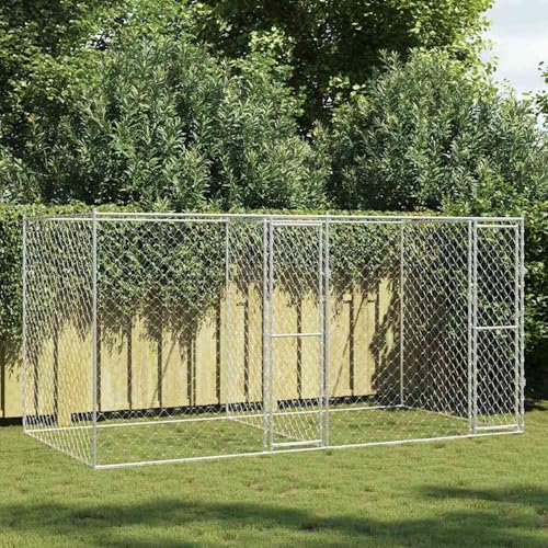 Homgoday Hundekäfig Silber 400 x 200 x 200 cm Verzinkter Stahl Hundekäfig Model3368306 von Homgoday