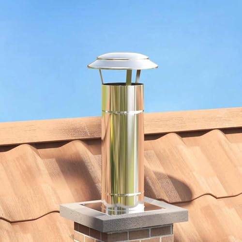 Homgoday Kaminverlängerung Silber 25 x 25 x 65 cm Edelstahl Kaminzubehör Model42008444 von Homgoday