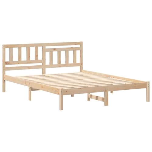 Homgoday Kiefer Holzbett mit klassischem Charme & modernem Stil | Einfach zu pflegen | Quadratische Beine Model872227 von Homgoday
