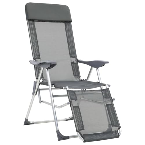 Homgoday Klappbare Liegestühle mit Fußteil 2 STK. Grau Textilene Gartenstühle Model360145 von Homgoday