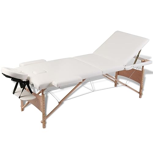 Homgoday Klappbare Massageliege Creme 3 Zonen mit Holzrahmen, Bettrahmen, Bettrahmen, Rahmen, modernes Bett, Struktur Wohnzimmer Schlafzimmer Homgoday Klappbare Massageliege Creme 3 Zonen mit Holzrahmen, Bettrahmen, Bettrahmen, Rahmen, modernes Bett, Struktur Wohnzimmer Schlafzimmer von Homgoday