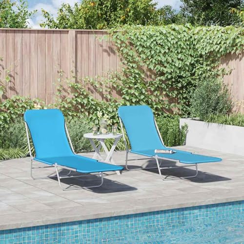 Homgoday Klappbare Sonnenliegen 2 STK. Stahl und Stoff Blau Gartenstuhl Model310344 Homgoday Klappbare Sonnenliegen 2 STK. Stahl und Stoff Blau Gartenstuhl Model310344 von Homgoday