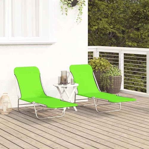 Homgoday Klappbare Sonnenliegen 2 STK. Stahl und Stoff Grün Gartenstuhl Model310343 von Homgoday