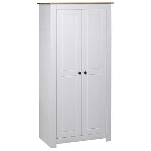 Homgoday Kleiderschrank Garderobenschrank Drehtürenschrank Mit 1 Ablagen und großen Fach mit Kleiderstange für Schlafzimmer Weiß 80×50×171,5 cm von Homgoday