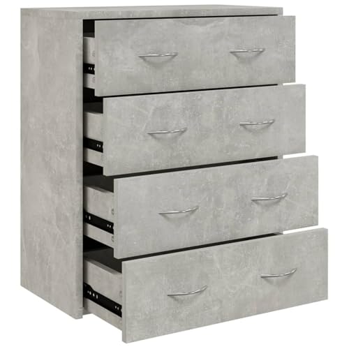 Homgoday Kommode mit 4 Schubladen 60x30,5x71 cm Betongrau Anrichte Model342578 von Homgoday