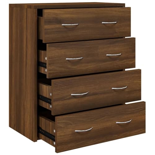 Homgoday Kommode mit 4 Schubladen 60x30,5x71 cm Braun Eichen-Optik Anrichte Model342582 von Homgoday