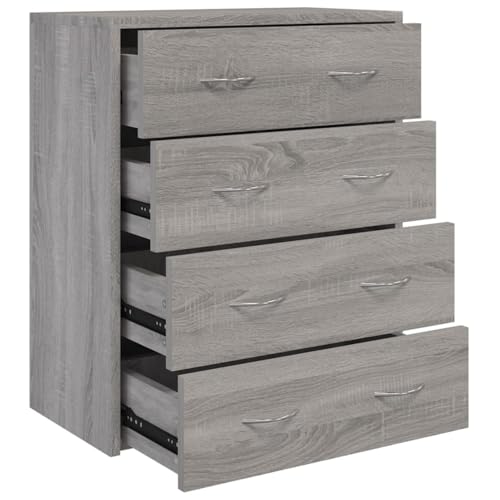 Homgoday Kommode mit 4 Schubladen 60x30,5x71 cm Grau Sonoma Anrichte Model342581 von Homgoday