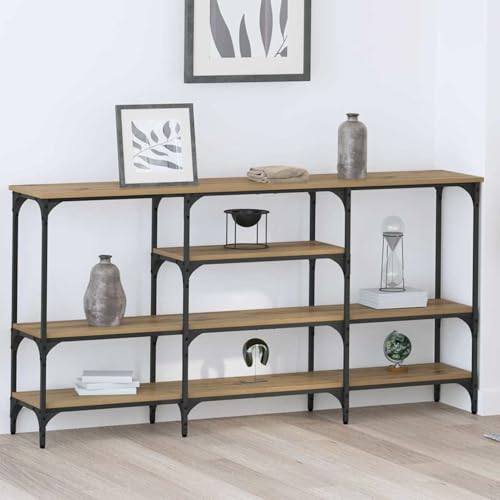 Homgoday Konsolentisch Eiche handwerklich 160 x 29 x 80 cm Holzwerkstoff Konsolentisch Model883557 von Homgoday