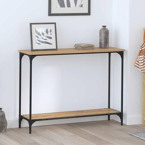Homgoday Konsolentisch mit Regal Eiche handwerklich 101 x 30.5 x 75 cm Konsolentisch Model883517 Homgoday Konsolentisch mit Regal Eiche handwerklich 101 x 30.5 x 75 cm Konsolentisch Model883517 von Homgoday