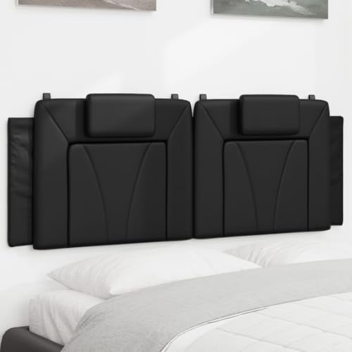 Homgoday Kopfteil Kissen Bett Kopfkissen Kopfteilpolster Kopfpolster Rückenkissen Wandkissen Bettkopfteil Rückenpolster Rückenlehne für Bett Schlafzimmer Schwarz 140 cm Kunstleder von Homgoday