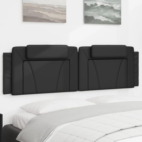 Homgoday Kopfteil Kissen Bett Kopfkissen Kopfteilpolster Kopfpolster Rückenkissen Wandkissen Bettkopfteil Rückenpolster Rückenlehne für Bett Schlafzimmer Schwarz 180 cm Kunstleder von Homgoday