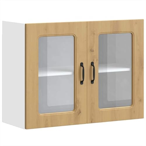 Homgoday Küchen-Hängeschrank mit Glastür Kalmar Artisan-Eiche Holzwerkstoff küchenmöbel Model853616 Homgoday Küchen-Hängeschrank mit Glastür Kalmar Artisan-Eiche Holzwerkstoff küchenmöbel Model853616 von Homgoday