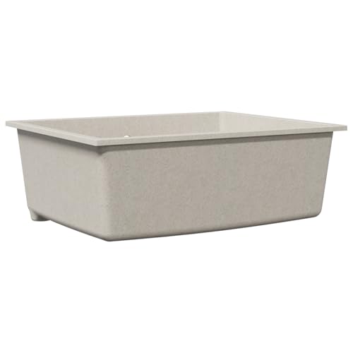 Homgoday Küchensink mit Überlaufloch Beiger Granit Küchenspüle Model4012349 von Homgoday