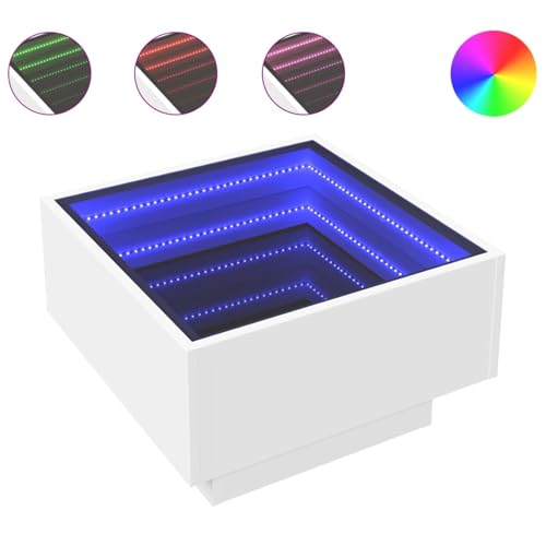 Homgoday LED-Couchtisch Weiß 50x50x30 cm Holzwerkstoff Coffee Table Model847504 von Homgoday