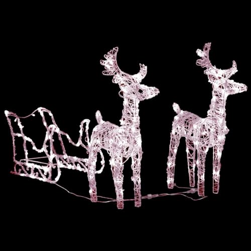 Homgoday LED Rentier mit Schlitten, Weihnachtsdekoration, Rentier und Schlitten, 160 LEDs, Acryl, USB, Rentier, Weihnachten, Outdoor, für drinnen und draußen, Baum, Rasen, Garten, warmweiß, 130 cm Homgoday LED Rentier mit Schlitten, Weihnachtsdekoration, Rentier und Schlitten, 160 LEDs, Acryl, USB, Rentier, Weihnachten, Outdoor, für drinnen und draußen, Baum, Rasen, Garten, warmweiß, 130 cm von Homgoday