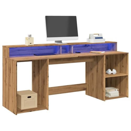 Homgoday LED-Schreibtisch Eiche Handwerk 200 x 55 x 91 cm Spanplatte Schreibtisch Schreibtisch Dekoration Regale Computertisch Platzsparend Schreibtisch Schreibtisch Homgoday LED-Schreibtisch Eiche Handwerk 200 x 55 x 91 cm Spanplatte Schreibtisch Schreibtisch Dekoration Regale Computertisch Platzsparend Schreibtisch Schreibtisch von Homgoday