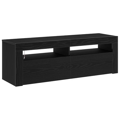 Homgoday LED TV-Schrank Schwarz Eiche 120x35x40 cm Holzwerkstoff TV Table Model862559 von Homgoday