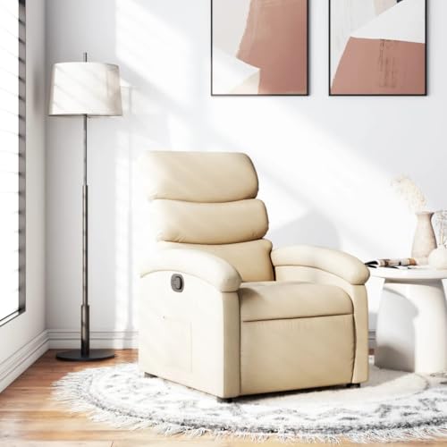 Homgoday Lehnsessel aus cremefarbenem Stoff, Möbelstück für Wohnzimmer, Sessel, Relaxsessel, Schlafzimmerstuhl, Modell 371698 von Homgoday