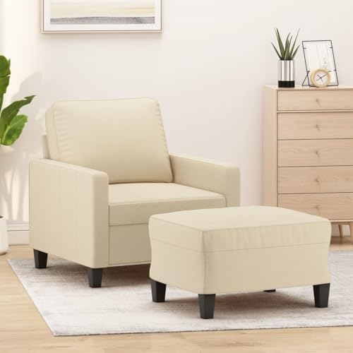 Homgoday Lounge-Sessel Loungesessel Relaxsessel Schlafsessel mit Fußstütze Creme 60 cm Stoff von Homgoday