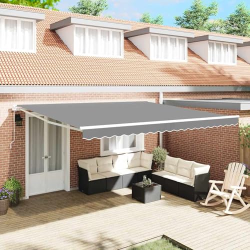 Homgoday Markise Manuell Weiß 4 × 3,5 m Metall Markise Model313195 von Homgoday