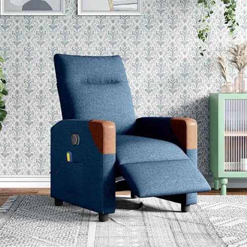 Homgoday Massagesessel Elektrisch Blau Stoff Loungesessel Model3324004 von Homgoday