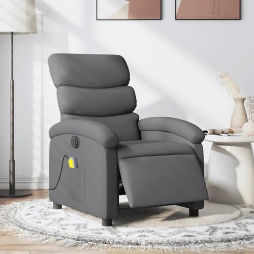 Homgoday Massagesessel Fernsehsessel Relaxsessel mit Liegefunktion Massagesessel Sessel mit Verstellbare Rückenlehne Einzelliegesessel Liegesessel Ruhesessel Dunkelgrau Stoff von Homgoday