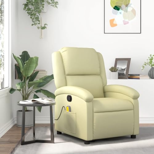 Homgoday Massagesessel Relaxsessel Echtleder Creme Loungesessel Model3205472 von Homgoday