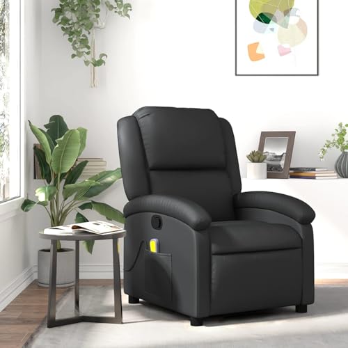Homgoday Massagesessel Relaxsessel Echtleder Schwarz Loungesessel Model3205471 von Homgoday
