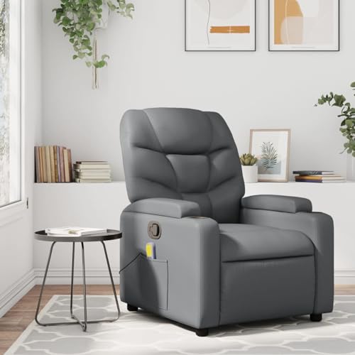 Homgoday Massagesessel Relaxsessel Grau Kunstleder Loungesessel Model3206054 von Homgoday