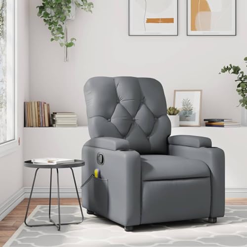 Homgoday Massagesessel Relaxsessel Grau Kunstleder Loungesessel Model3206086 von Homgoday
