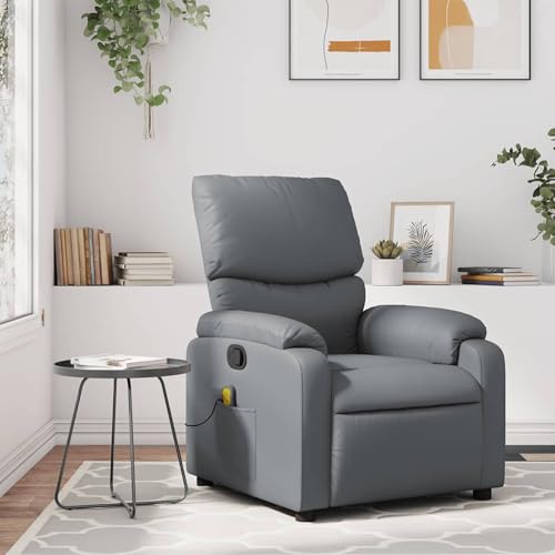 Homgoday Massagesessel Relaxsessel Grau Kunstleder Loungesessel Model3206118 von Homgoday