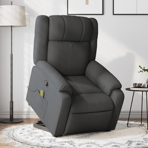 Homgoday Massagesessel mit Aufstehhilfe, Aufstehsessel Fernsehsessel Relaxsessel mit Liegefunktion, Ruhesessel Seniorensessel Polstersessel TV Sessel für Wohnzimmer Dunkelgrau Stoff von Homgoday