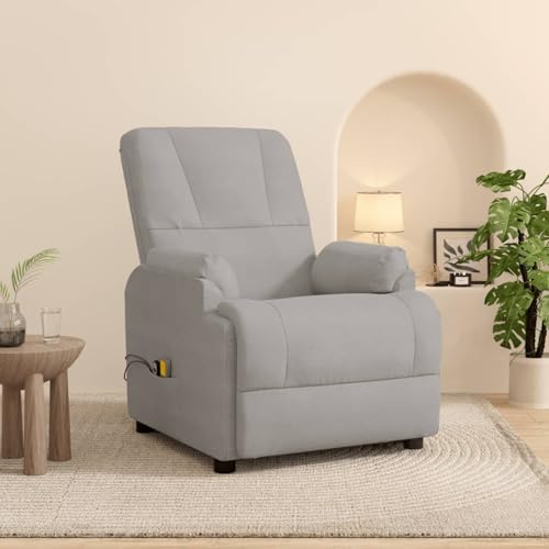 Homgoday Massagesessel mit Aufstehhilfe Hellgrau Wildleder-Optik Loungesessel Model3093185 von Homgoday