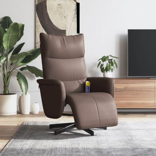 Homgoday Massagesessel mit Fußteil, Fernsehsessel Relaxsessel mit Liegefunktion, Liegesessel Ruhesessel Verstellbare Rückenlehne und Fußstütze, für Wohnzimmer Braun Kunstleder von Homgoday