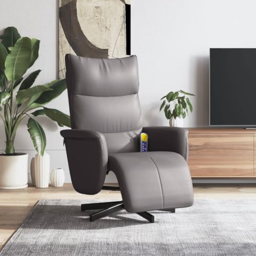 Homgoday Massagesessel mit Fußteil, Fernsehsessel Relaxsessel mit Liegefunktion, Liegesessel Ruhesessel Verstellbare Rückenlehne und Fußstütze, für Wohnzimmer Grau Kunstleder von Homgoday
