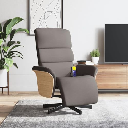 Homgoday Massagesessel mit Fußteil Taupe Stoff Loungesessel Model356618 von Homgoday