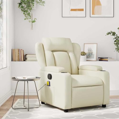 Homgoday Massagesessel mit Relaxfunktion, Kunstleder, Creme Loungesessel Model3206021 von Homgoday