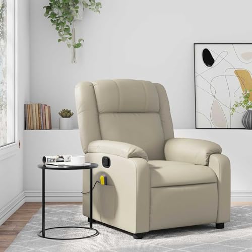 Homgoday Massagesessel mit Relaxfunktion, Kunstleder, Creme Loungesessel Model3206189 von Homgoday