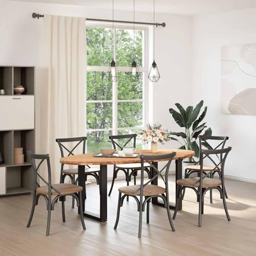 Homgoday Massiver Eichenholz Esstisch 200x100cm - Robust & Stabil mit Stahlbeinen Model3305327 von Homgoday